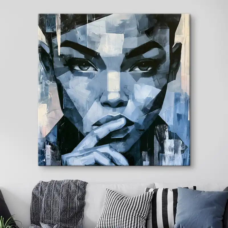 Pictură pe pânză Un portret abstract al unei fete cu o privire pătrunzătoare Nr s49891 Ofertă exclusivă