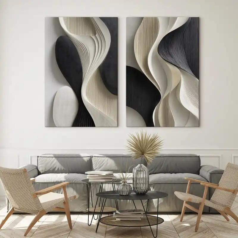 Ofertă specială Pictură pe pânză O imitație a artei reliefului arhitectural; geometrie abstractă organică. Nr m30724