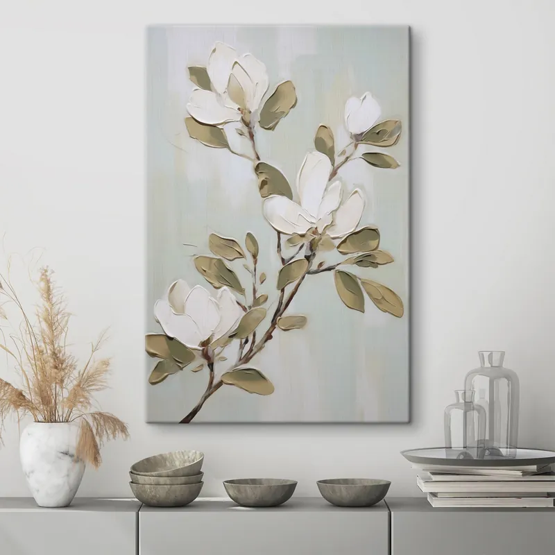 Reduceri Pictură pe pânză O ramură cu flori de magnolie, reproducere după o pictură Nr s49902