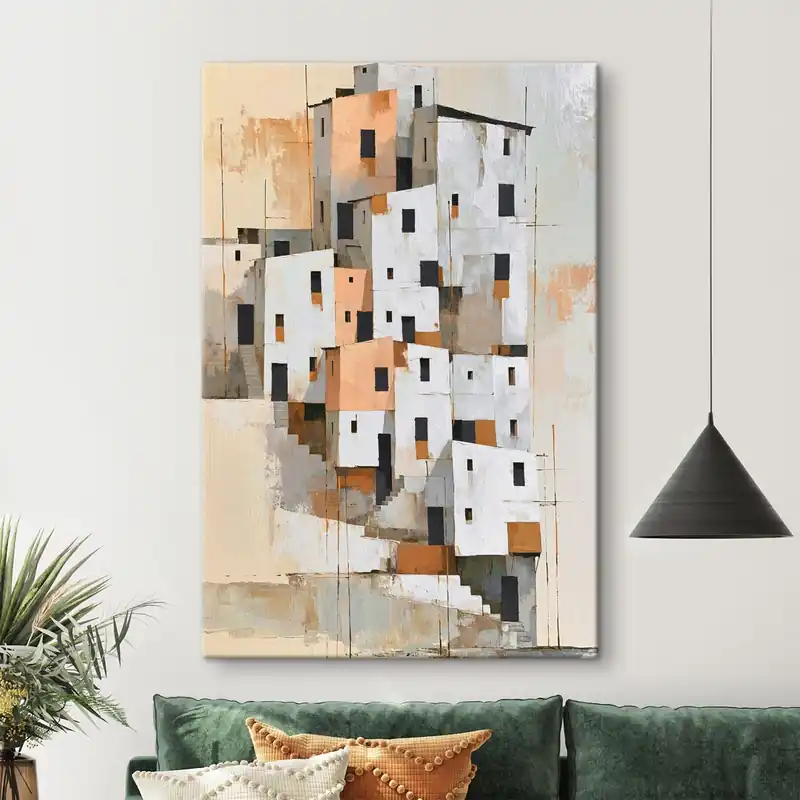 Pictură pe pânză Case abstracte Nr s49760 Premium