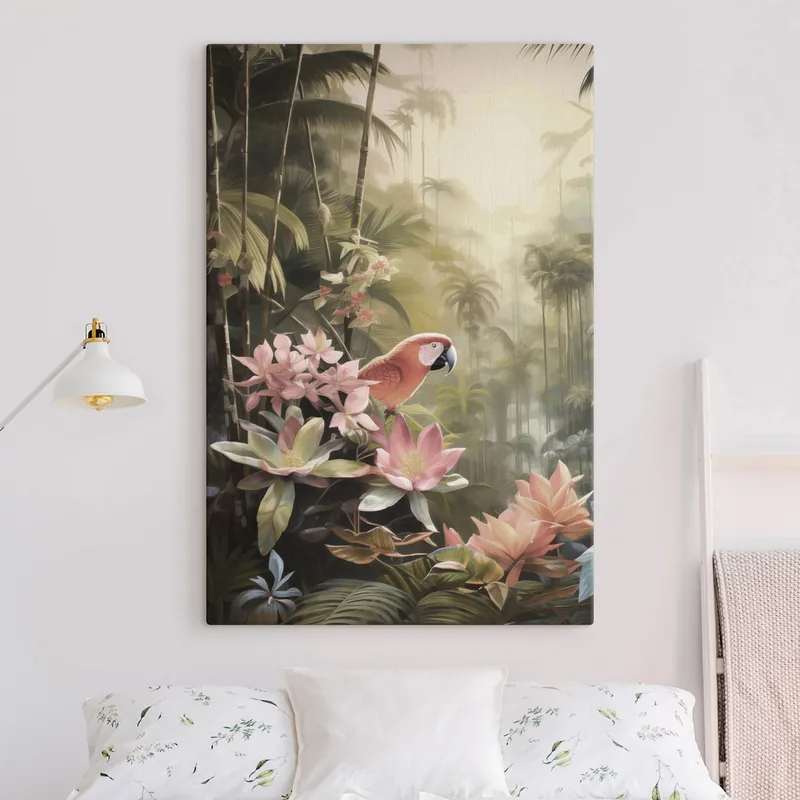 Reducere de preț Pictură pe pânză Flamingo în zonele tropicale Nr s50026