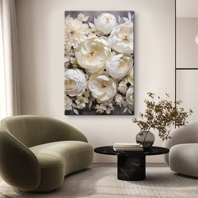 Pictură pe pânză Peonii albe Nr s50034 Ofertă specială