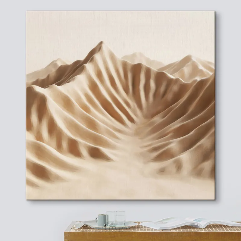 Chilipir Pictură pe pânză Dune decorative cu textură, într-o paletă de culori bej, în stilul artei contemporane Nr s49728