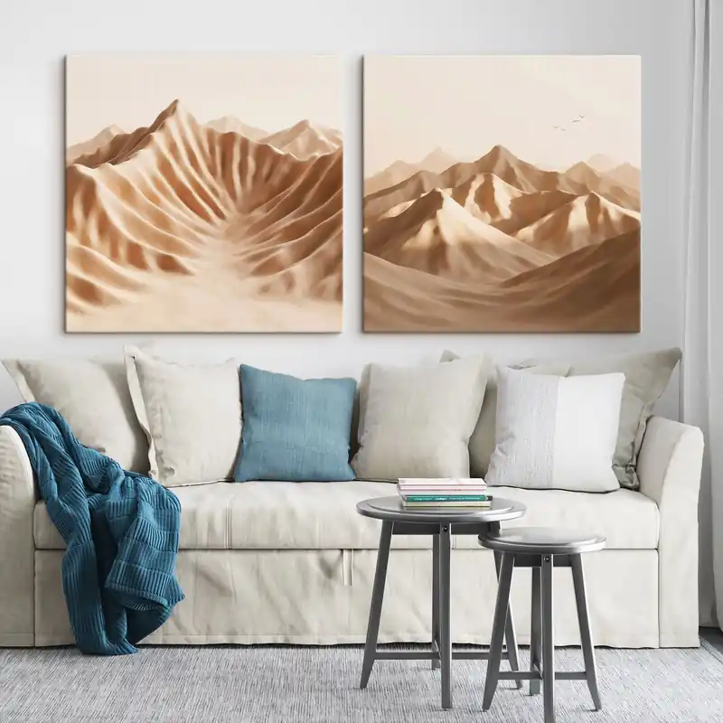 Ofertă exclusivă Pictură pe pânză Compoziție naturală cu un joc de umbre pe dune, în stil minimalist Nr m30656