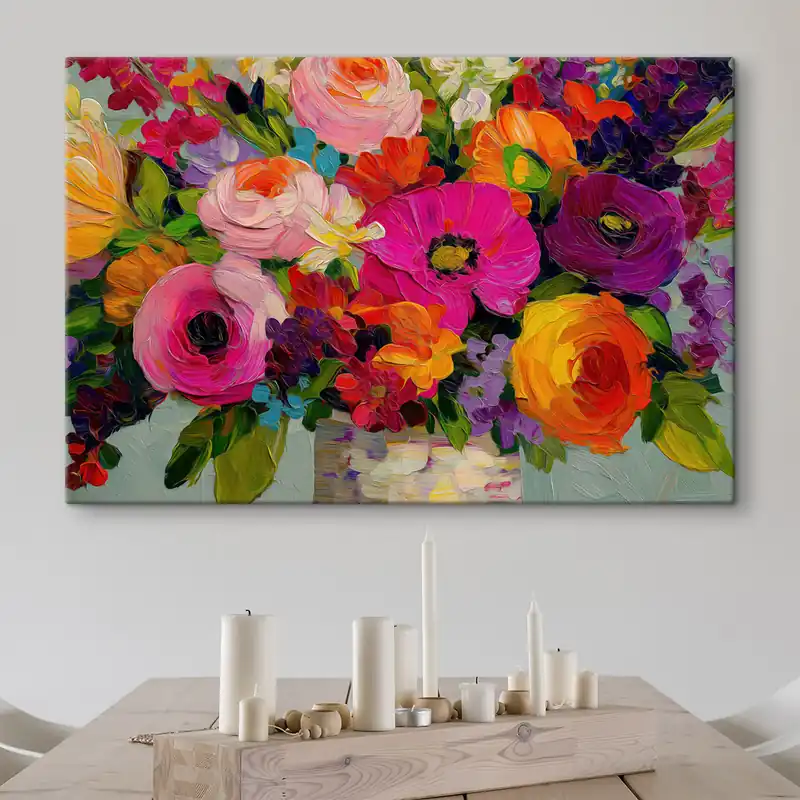 Pictură pe pânză Un buchet de flori plin de viață Nr s50039 Livrare rapidă