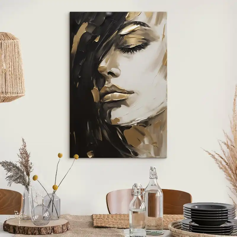 Pictură pe pânză Chip feminin abstract, imitație de pictură Nr s50072 Lichidare de stoc