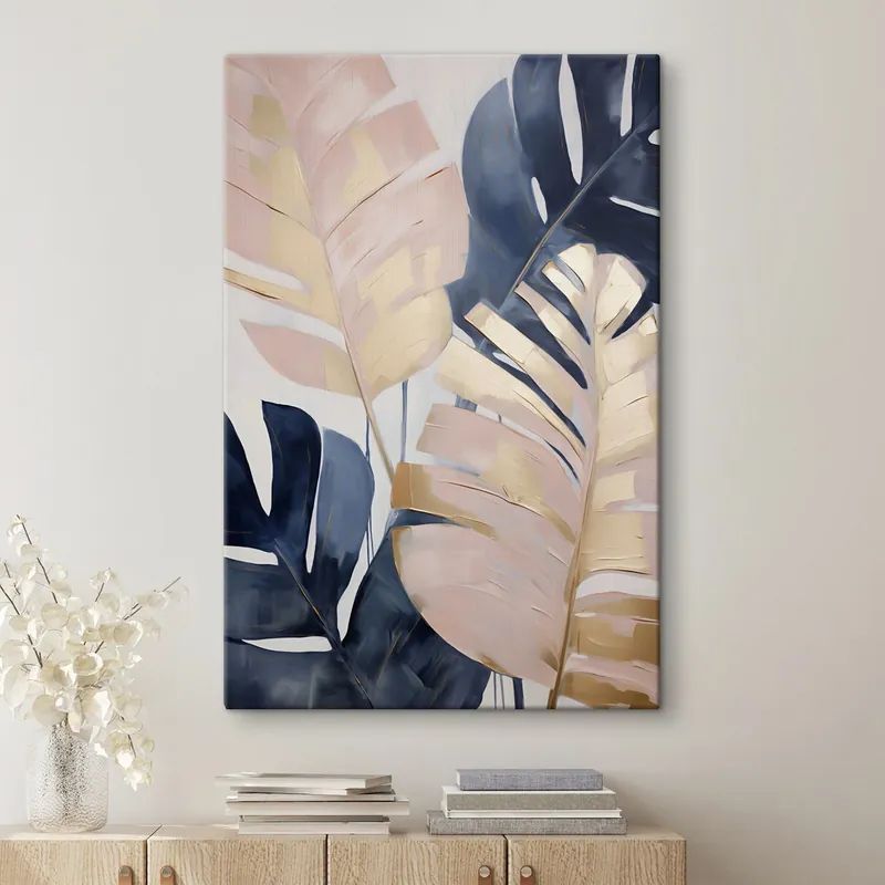Pictură pe pânză Frunze abstracte, imitație de pictură Nr s50075 Chilipir