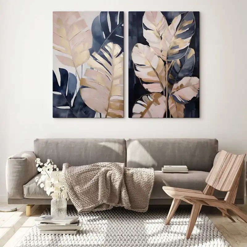 Cumpărături sigure Pictură pe pânză Frunze abstracte, imitație de pictură Nr m30783