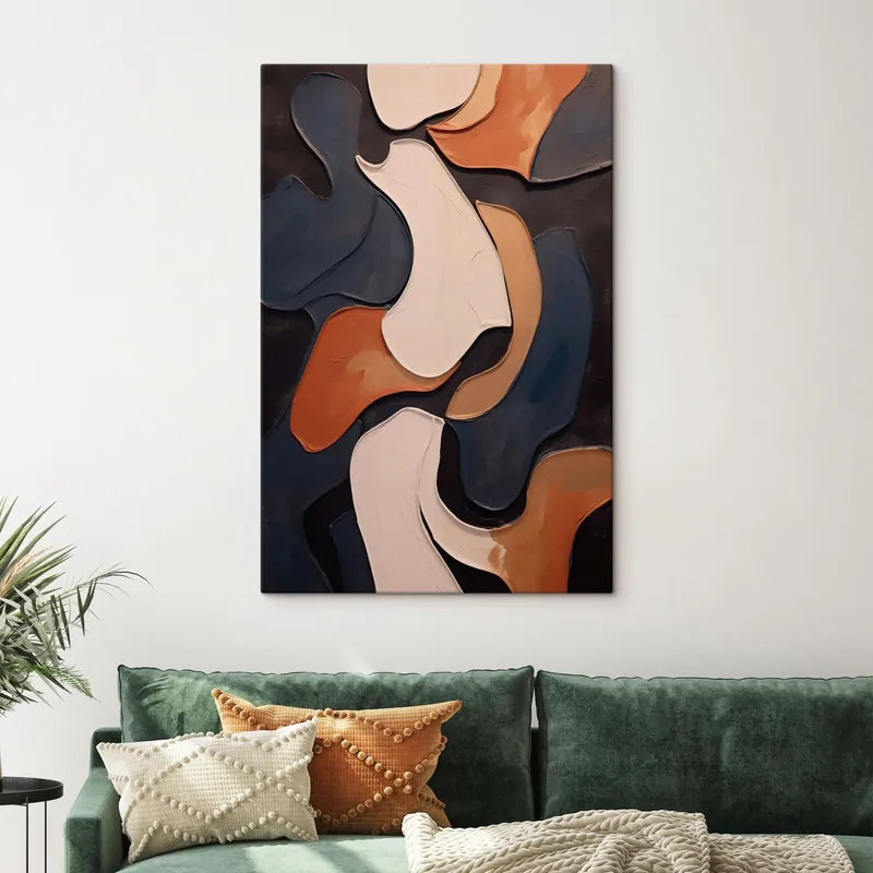Pictură pe pânză Forme abstracte curbe în nuanțe contrastante Nr s49962 Calitate înaltă