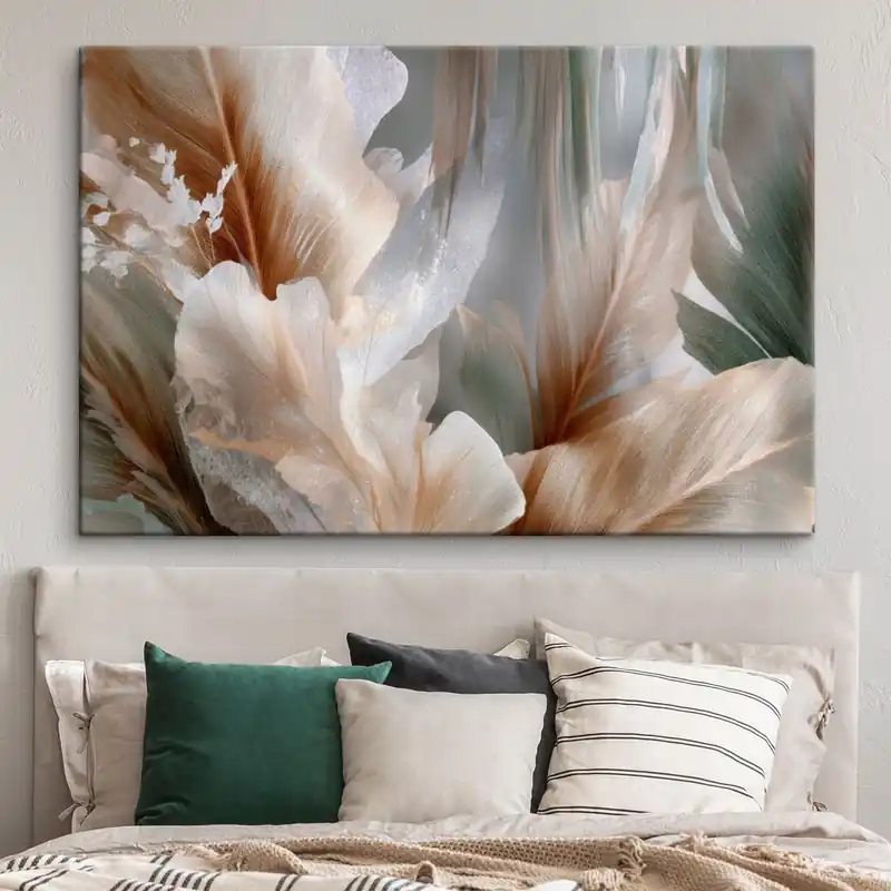 Pictură pe pânză Compoziție abstractă cu frunze delicate Nr s49968 Nu rata