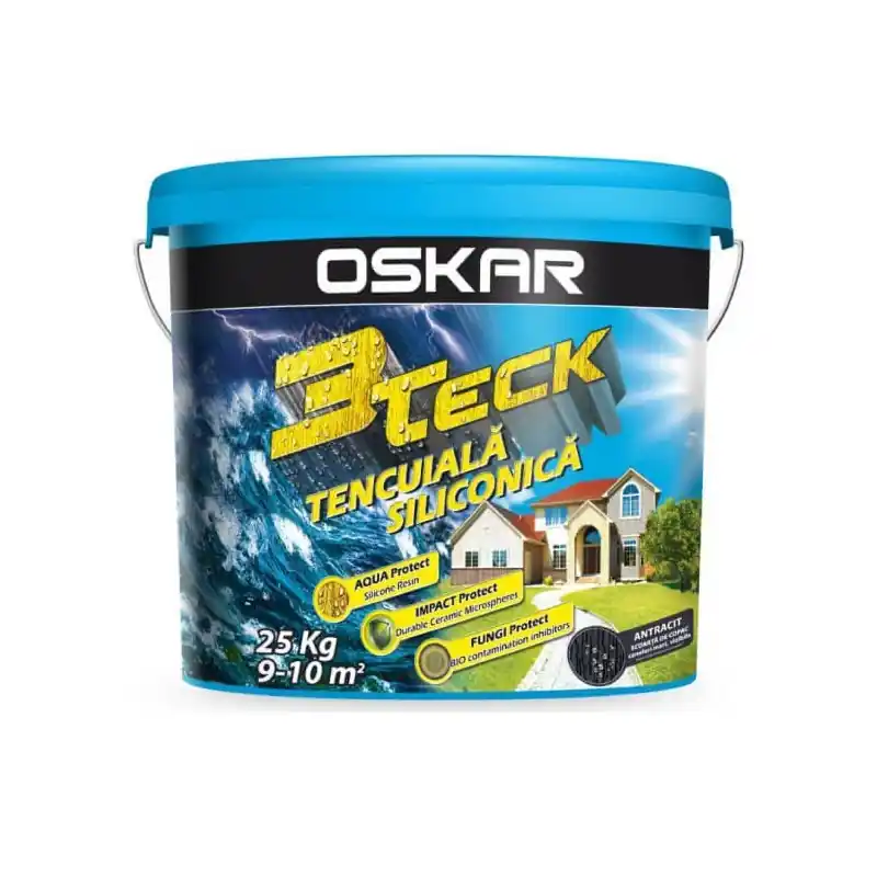 Cumpără online Tencuiala decorativa siliconica Oskar 3Teck, structurata, aspect scoarta de copac, caramel, 25 kg - Cipcos Mar