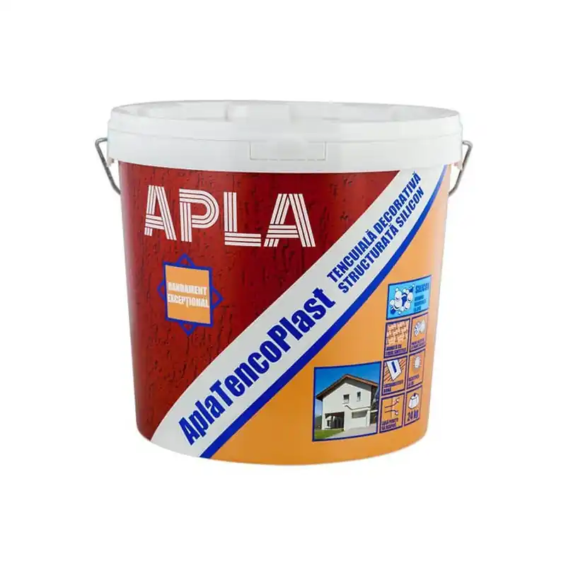 Tencuiala decorativa siliconica Apla TencoPlast cloud, structurata alb, granulatie 2.5 mm, exterior, 24 kg - Cipcos Mar Reducere