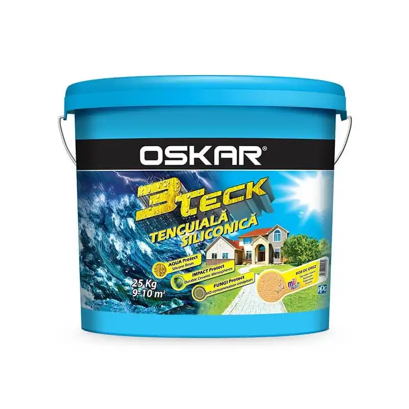 Premium Tencuiala decorativa, Oskar 3Teck, aspect bob de orez, alb, 25 kg - Cipcos Mar