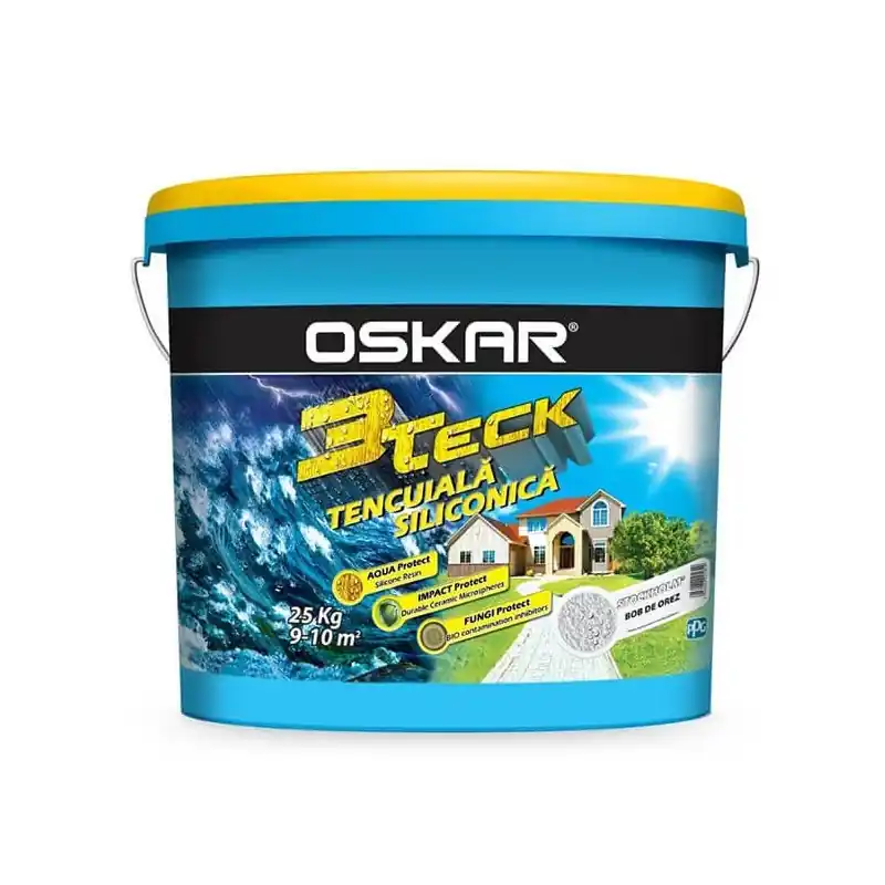 Doar azi Tencuiala decorativa, Oskar 3Teck, aspect bob de orez, stockholm, alb, 25 kg - Cipcos Mar