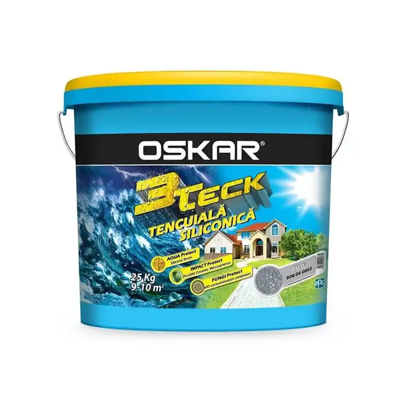Tencuiala decorativa, Oskar 3Teck, aspect bob de orez, oslo, alb, 25 kg - Cipcos Mar Retur ușor