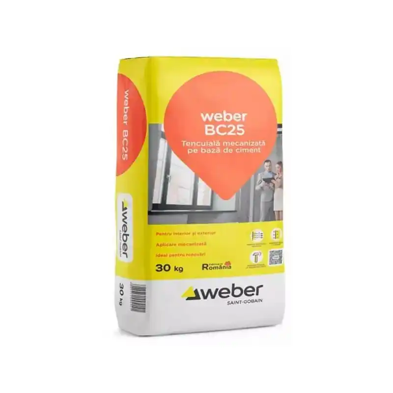 Disponibil imediat Tencuiala mecanizata pentru renovari Weber BC25, 30 kg - Cipcos Mar