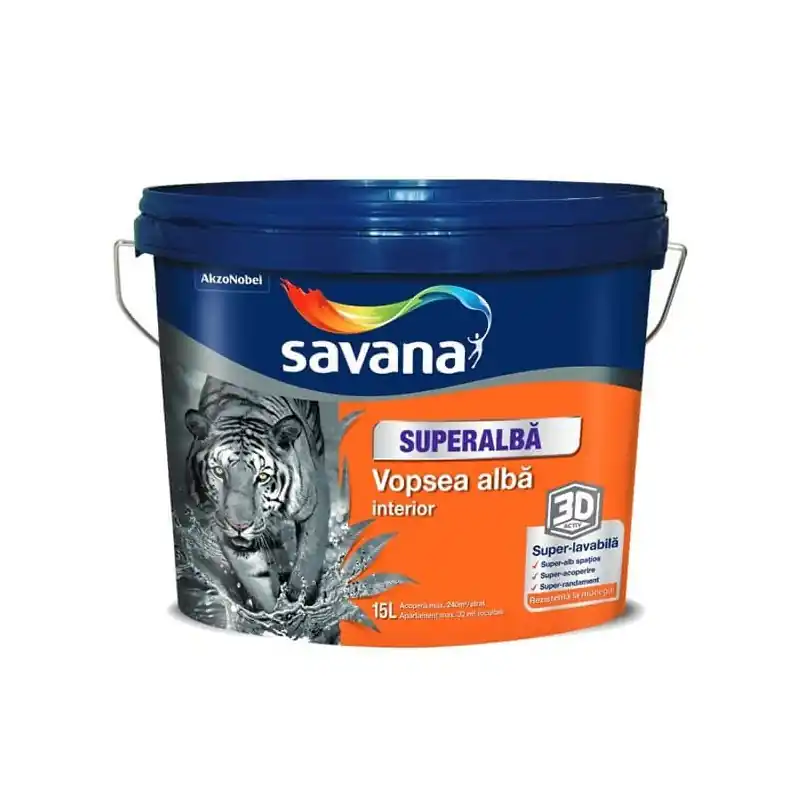 Savana vopsea superlavabila pentru interior superalba 3D Activ, 15 L - Cipcos Mar Preț promoțional