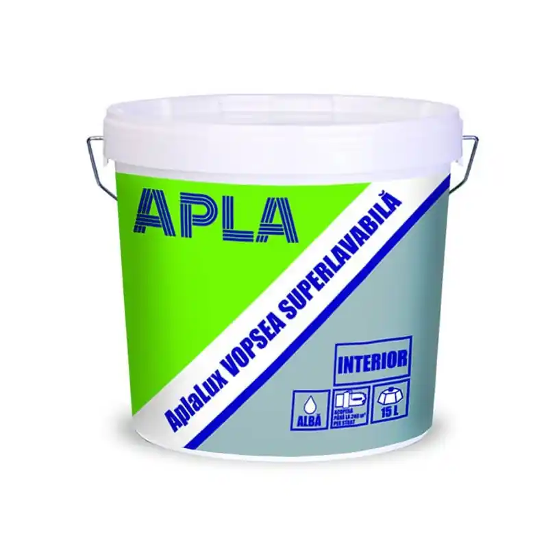 Vopsea lavabila Aplalux Superlavabil, interior, alb, 15L - Cipcos Mar Expediere rapidă
