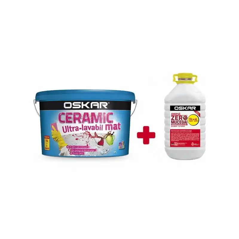 Noutate Vopsea ultralavabila interior, Oskar Ceramic mat, alba, 15 L + amorsa 4 L - Cipcos Mar