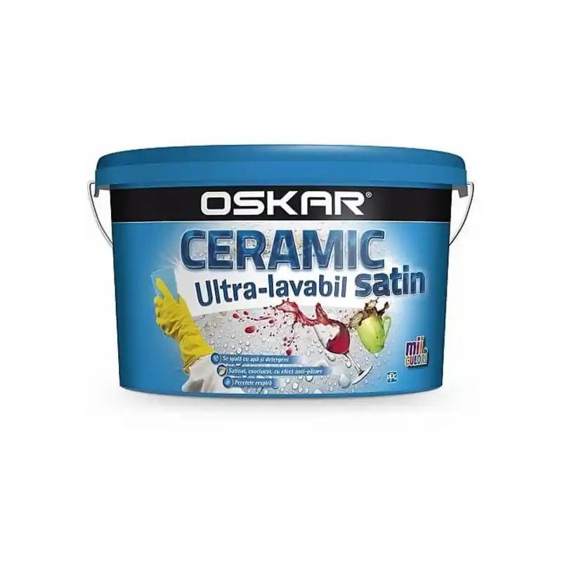 Vopsea ultralavabila de interior si exterior, Oskar ceramic satinat, alba, 8.5 L - Cipcos Mar Bestseller
