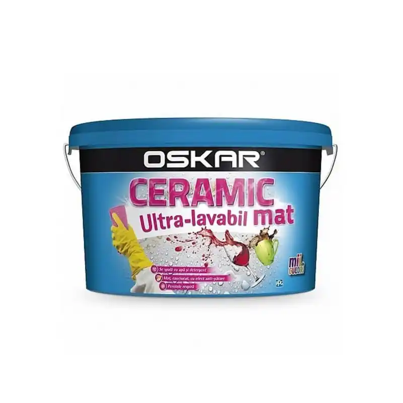 Reduceri Vopsea ultralavabila interior, Oskar Ceramic mat, alba, 2.5 L - Cipcos Mar