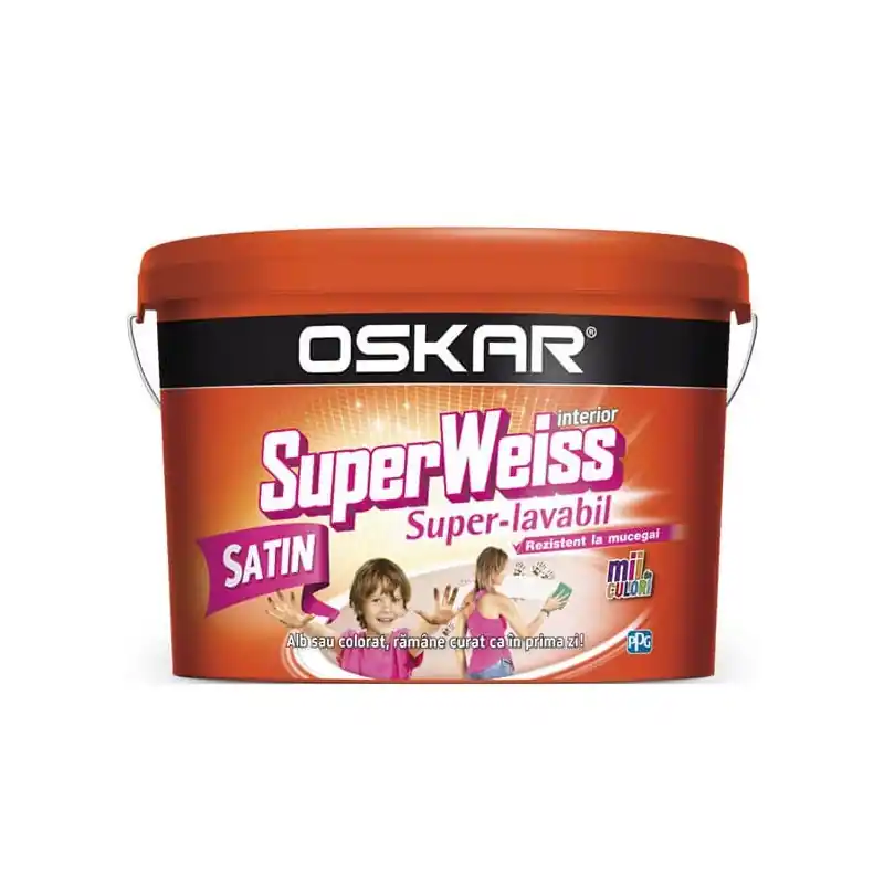 Ofertă exclusivă Vopsea lavabila interior Oskar SuperWeiss rezistent la mucegai, alb satin, 8.5 l - Cipcos Mar