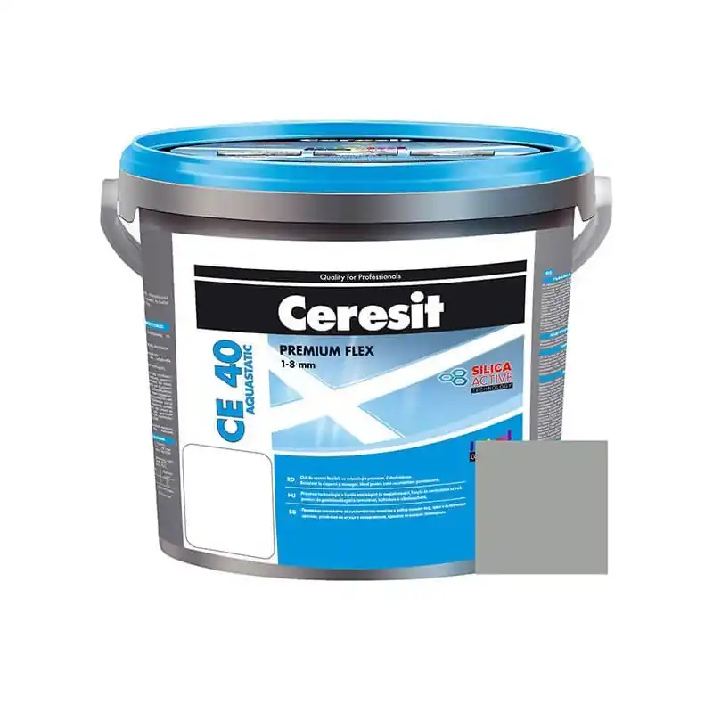 Chit de rosturi gresie si faianta Ceresit CE 40, gri, aquastatic, 5 kg - Cipcos Mar Promoție