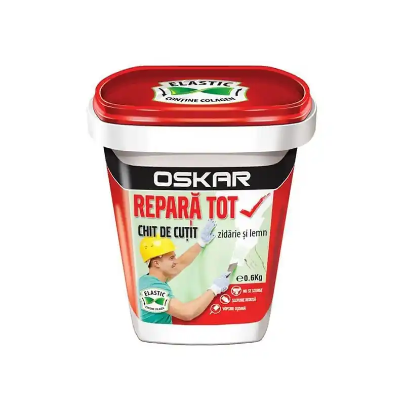 Plată securizată Chit de cutit pentru lemn si zidarie, Oskar Repara Tot, interior / exterior, alb, 0.6 kg - Cipcos Mar