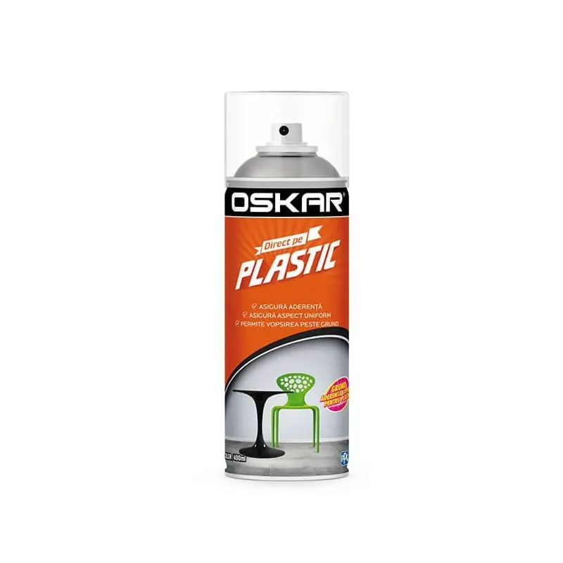 Spray vopsea, Oskar Direct pe plastic, incolor, interior / exterior, 400 ml - Cipcos Mar Super ofertă