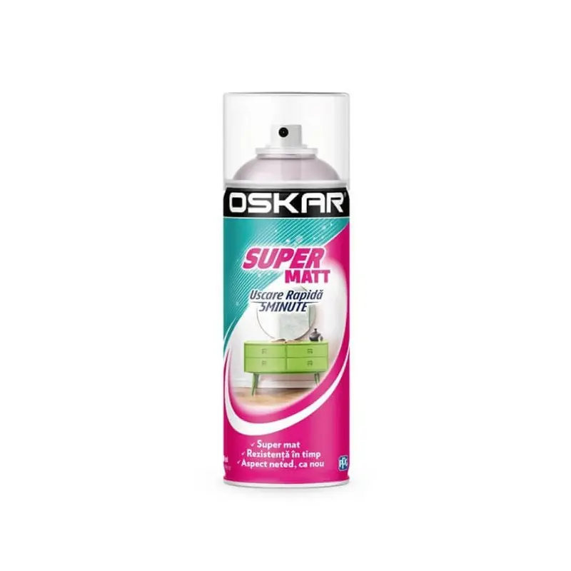 Spray vopsea lemn / metal, Oskar Super Matt, negru, interior / exterior, 400 ml - Cipcos Mar Noutate