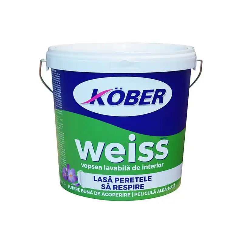 Vopsea lavabila interior, Kober Weiss, alba, 4 L - Cipcos Mar Ieftin