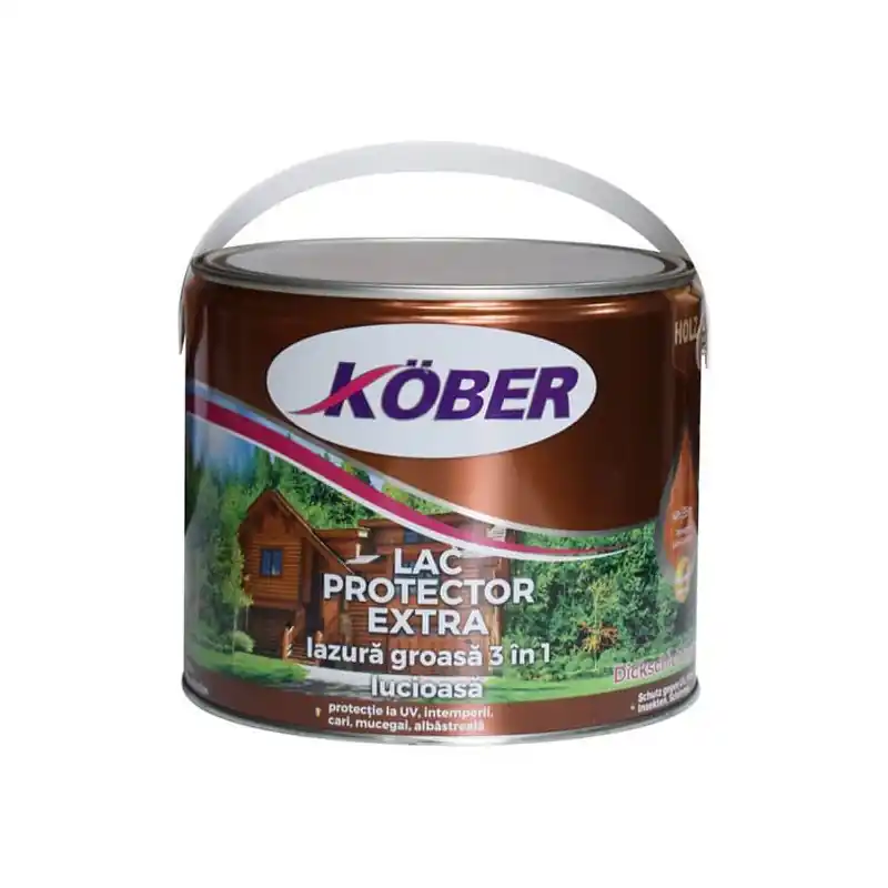 Lac protector extra, lazura groasa pentru lemn, Kober Extra 3 in 1, mahon, interior si exterior, 4 L - Cipcos Mar Reduceri