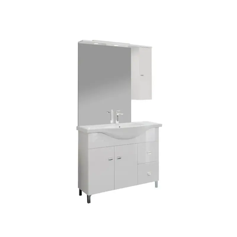 Cumpără acum Set mobilier baie Savini Due Smart, masca + lavoar 85 cm + oglinda, alb, 105 cm - Cipcos Mar