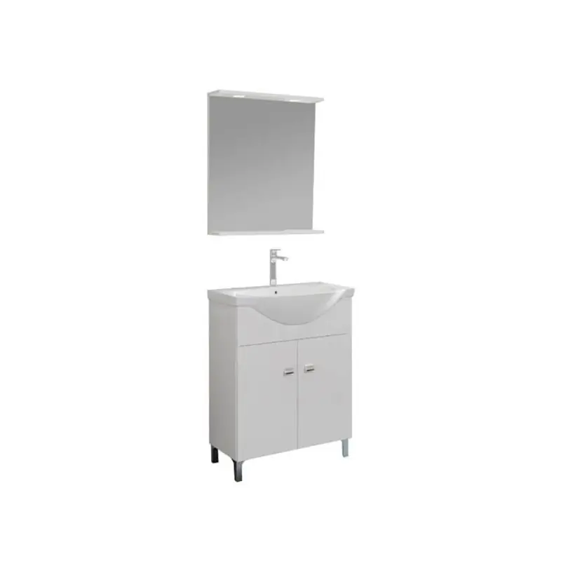 Set mobilier baie Savini Due Smart, masca + lavoar 55 cm + oglinda, alb - Cipcos Mar Disponibil imediat