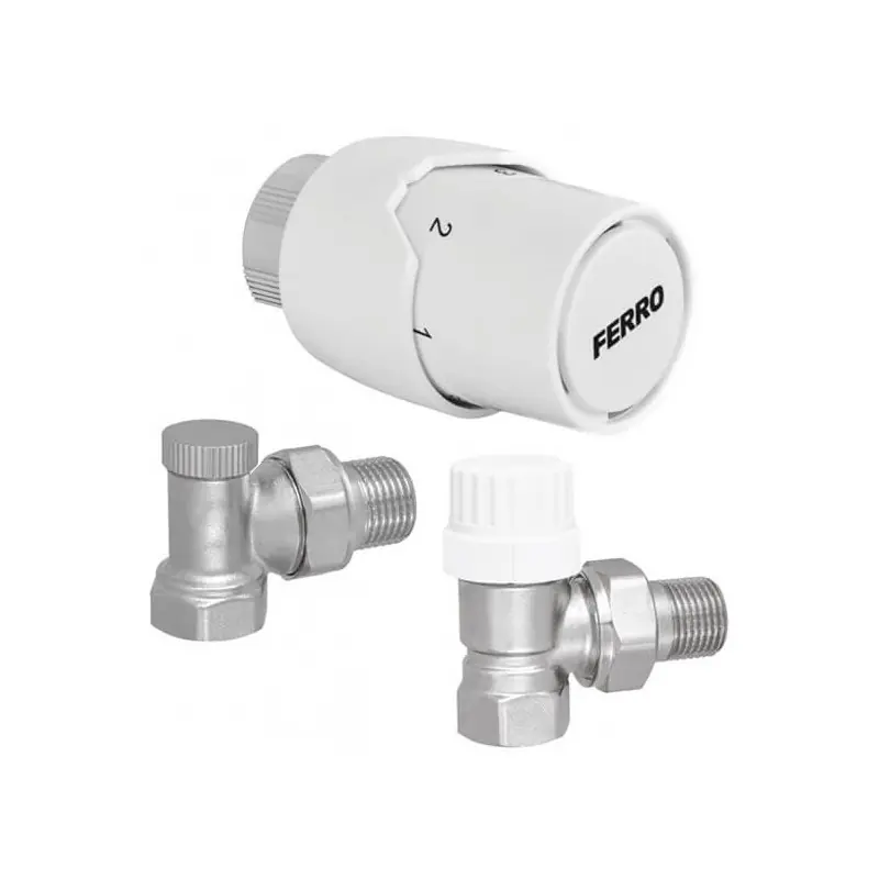 Set robineti radiator coltar tur retur cu cap termostatic ZTM21, Ferro - Cipcos Mar Expediere rapidă