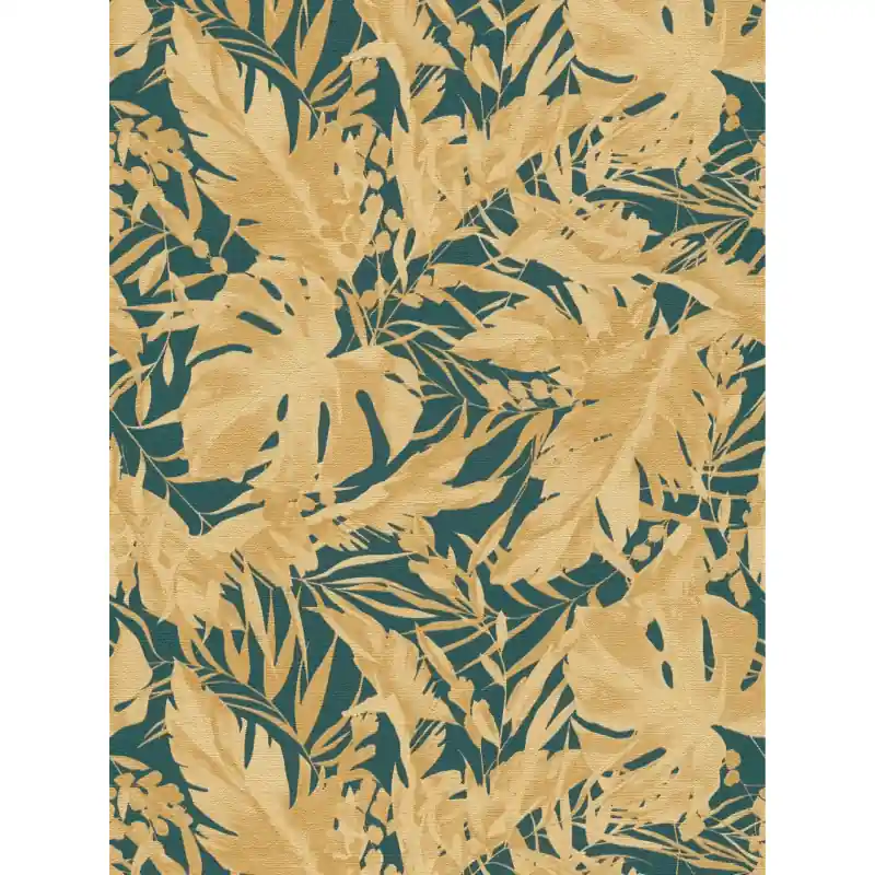 Ultima șansă Tapet Decorativ Tropical Cosmo Living, 790636 Motive Frunze Auriu și Albastru, Rolă 10.05 m x 0.53 m