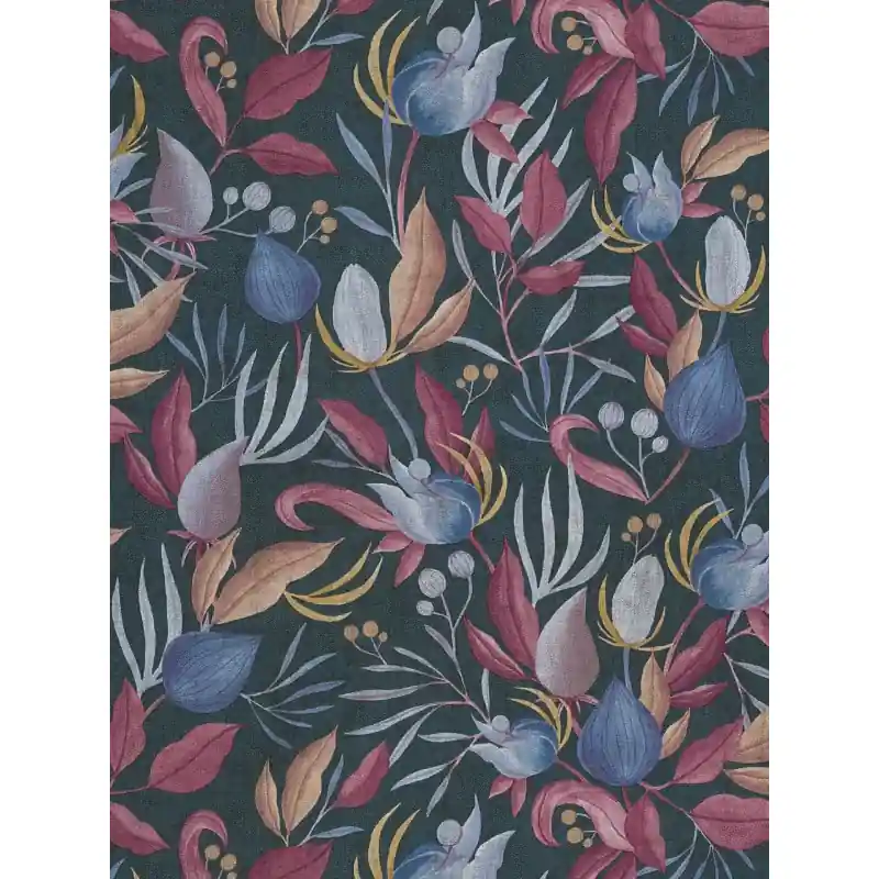 Tapet Decorative Floral Cosmo Living, 790623 Negru și Frunze Rosu-Mov, Rolă 10.05 m x 0.53 m Reducere de preț