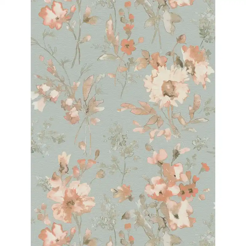 Tapet Floral Vlies Cosmo Living 790616, Model Flori Acuarelă Roz, Fundal Gri 10.05m x 0.53m Preț promoțional