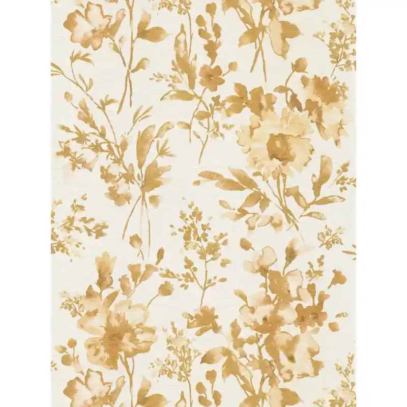 Tapet Floral Vlies Cosmo Living 790614, Model Flori Acuarelă Galben, Fundal Alb 10.05m x 0.53m Disponibil imediat