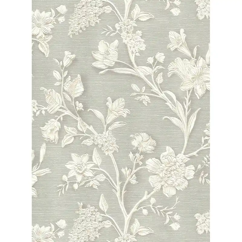 Popular Tapet Vintage cu Model Floral Clasic Silva Essence,21118 Gri/Argintiu, Rolă 10.05m x 0.53m