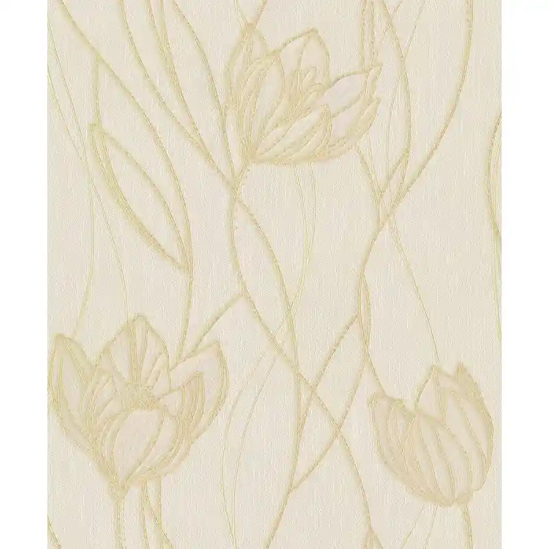Preferatul clienților Tapet Floral Crem-Auriu Ravello,RV867403 Texturat cu Sclipici, 10.05m x 0.53m