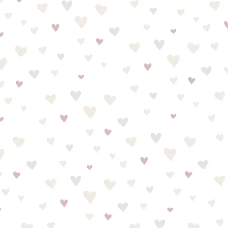 Promoție Tapet Copii Little Love 381241 – Model Inimioare Multicolor și Alb, 10.05m x 0.53m