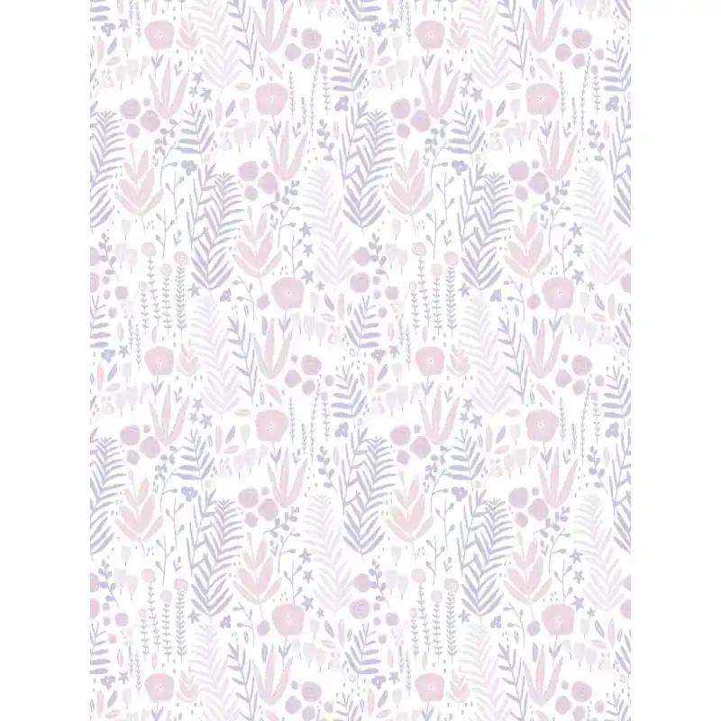 Tapet Copii Little Love,381181 Model Flori Pastelate Mov roz, Fundal Alb, 10.05m x 0.53m Preț promoțional