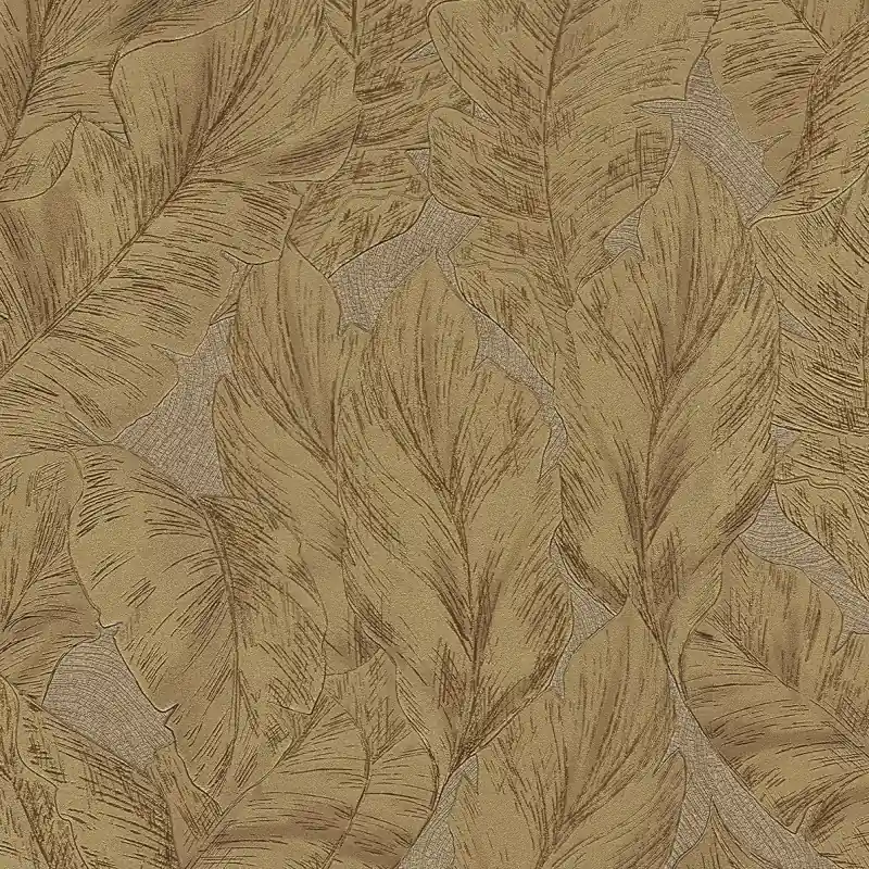 Tapet Luxury Roberto Cavalli 9 - RC21079 Model Frunze Tropicale Maro, Vinil Super-Lavabil, 10.05m x 1.06m Retur ușor