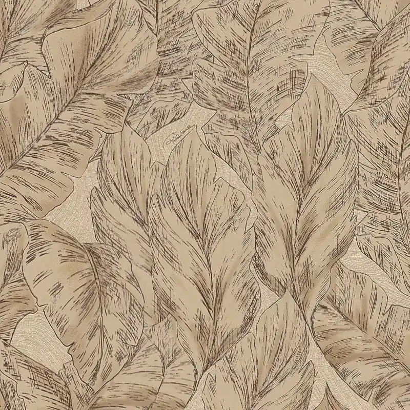 Cel mai bun preț Tapet Luxury Roberto Cavalli 9 - RC21071 Model Frunze Tropicale Bej-Auriu, Vinil Super-Lavabil, 10.05m x 1.06m