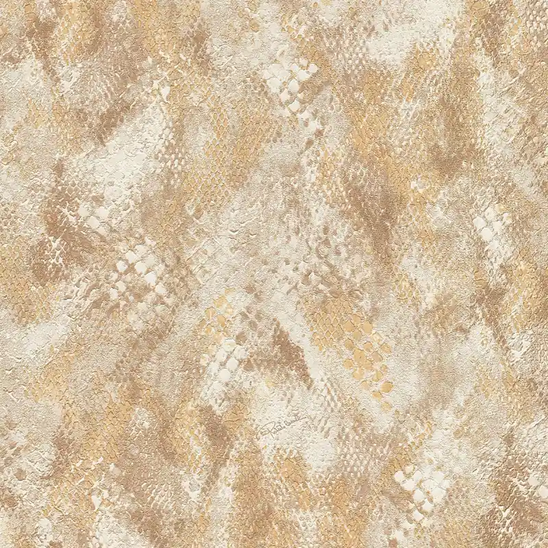 Tapet Lux Roberto Cavalli 9 - RC21056 Textură Piele de Șarpe Crem/Bej, Vinil Lavabil, 10.05m x 1.06m Reducere specială