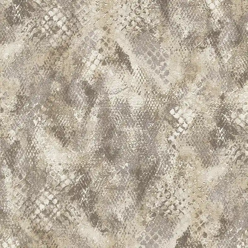 Tapet Lux Roberto Cavalli 9 - RC21054 Textură Piele de Șarpe Maro/Bej, Vinil Lavabil, 10.05m x 1.06m Ultima șansă