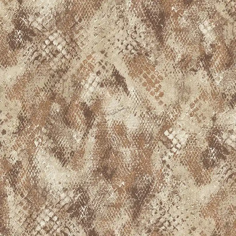 Popular Tapet Lux Roberto Cavalli 9 - RC21051 Textură Piele de Șarpe Maro/Bej, Vinil Lavabil, 10.05m x 1.06m