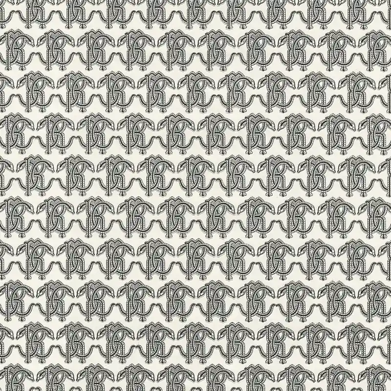 Tapet Lux Roberto Cavalli 9 - RC21034 Design Monogramă RC, Negru/Alb, Vinil Lavabil, 10.05m x 1.06m Plată sigură