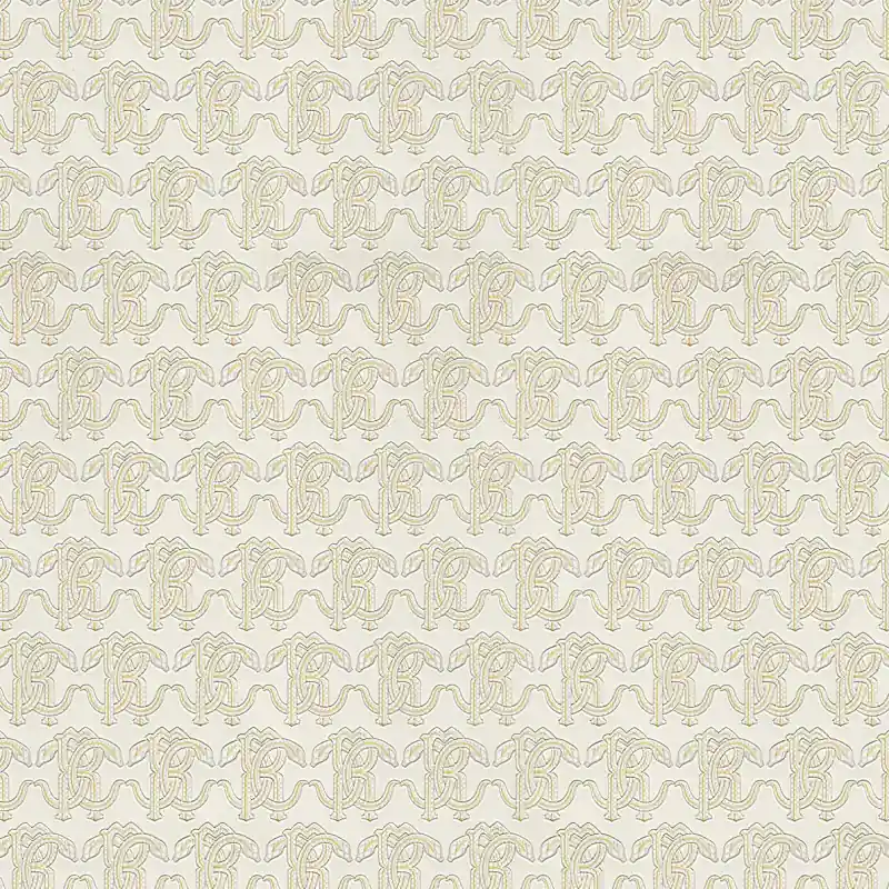 Ofertă de sezon Tapet Lux Roberto Cavalli 9 - RC21033 Design Monogramă RC, Bej/Alb, Vinil Lavabil, 10.05m x 1.06m